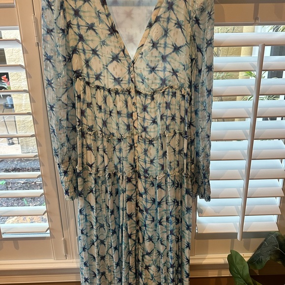 Rococo Sand Blue Tie-Dye V-Neck Maxi Dress never worn - Picture 6 of 7